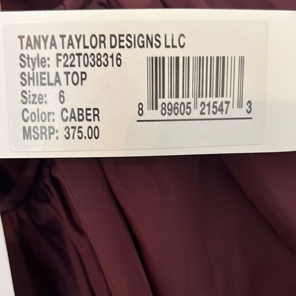 Nwt - Cabernet Shiela Long Sleeve Top by TANYA TAYLOR - Picture 5 of 6
